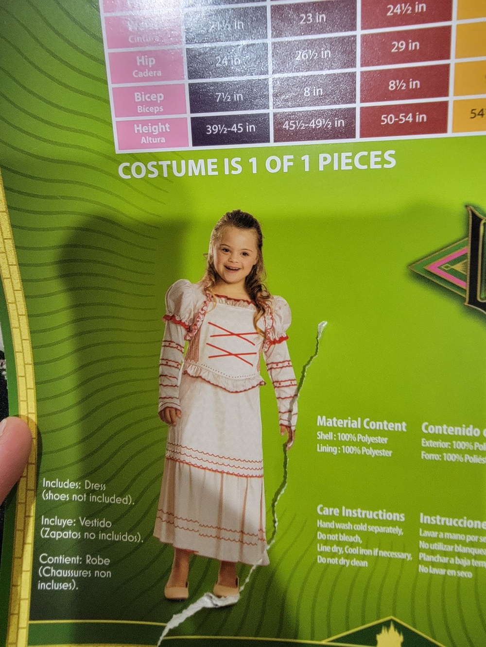Disguise Girls White Dress Costume with Red Trim